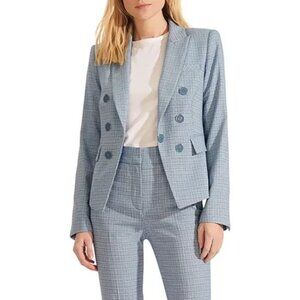 Veronica Beard Diego Dickey Blazer Jacket Blue Plaid, Size 4